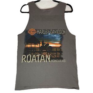 Harley Davidson Roatan Tank Top Mens Sleeveless Top M Back Graphic Gray Shirt